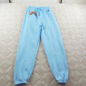 Aviator Nation Rainbow Embroidery Sweatpants Womens Large Blue